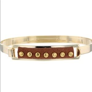 a.v. Max NWOT gold leather ID bracelet, new without tags